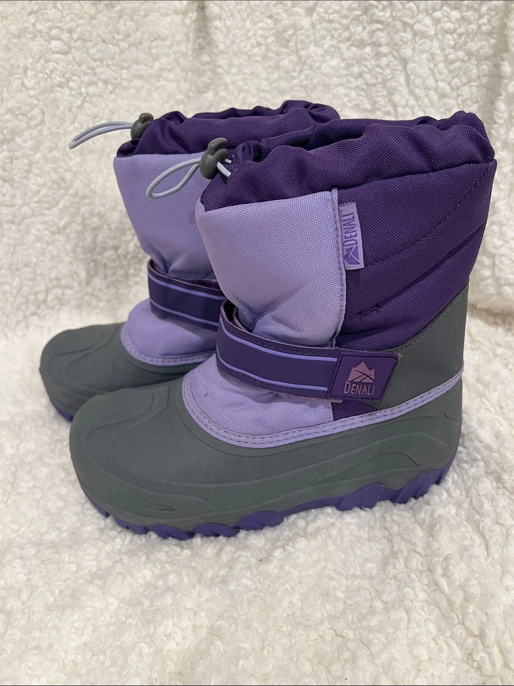 Kids Purple & Gray Snow Boots with Secure Strap